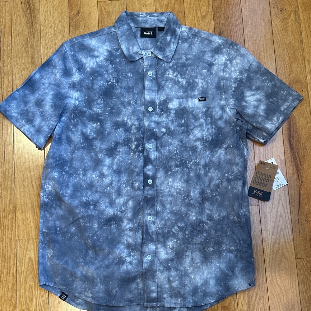 NWT Vans Men's Casual Blue Tie-Dye Shirt size:S